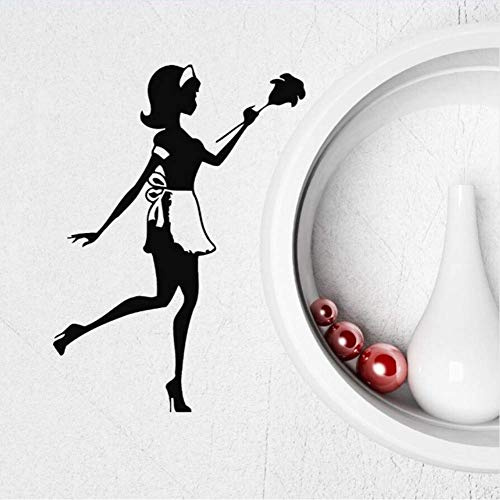 Vinyl Wall Decal Housekeeper Cleaning Lady Wall Sticker Home Decoration Home Hostess Woman Wallpaper Removable Wall Decal 57 * 79Cm