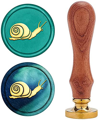 craspire Wachs-Siegel-Stempel, Siegelwachsstempel Schneckenmuster Retro Holzstempel Wachssiegel 25 mm Abnehmbar Messingdichtung Holzgriff Für Umschläge Einladungen Hochzeit Verschönerung