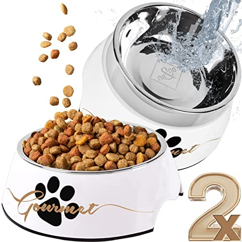 ne&no® Futternapf 2er Set für mittlere Hunde, Katzen oder Welpen [Unique Design by NE&NO] Fressnapf Hund rutschfest | Futternapf Hund (Gr.: M / 350 ml) Hundenapf mittelgroße Hunde | Wassernapf Katzen