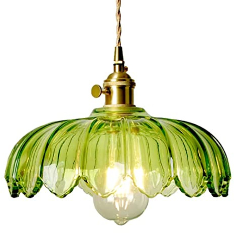 GUANSHAN Retro Pastoral Glasblume Pendelleuchte Glas Lampenschirm Deckenleuchte Kronleuchter Deckenlampe Nachttischlampe Dekoration Kronleuchter für Schlafzimmer, Kaffee, Esszimmer, Wohnzimmer