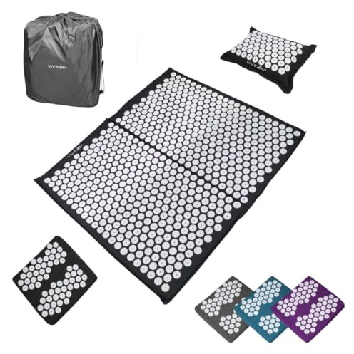 Vivezen Akupressur-Set, Teppich, Kissen und Fußstütze mit Tragetasche – 4 Farben