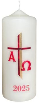 Tisch-Osterkerze 150 x 60 mm mit Jahreszahl 2025