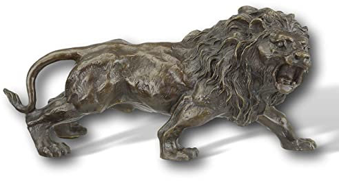 aubaho Bronzefigur Löwe Raubkatze Tier Bronze Skulptur Figur Antik-Stil 32cm