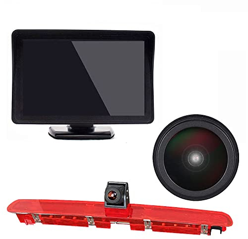 1280 x 720 Pixels 1000TV Lines Auto Top Mount Third 3. Brake Bremsleuchte Kamera Bremslicht Rückfahrkamera für VW T6 Transporter Business MPV SUV Bus Wasserdicht+4.3 Auto Reverse Mirror