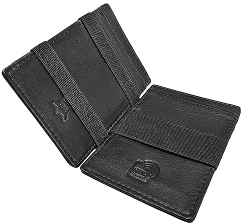 STILORD Mago Magic Wallet mit Münzfach aus Echt Leder für Herren Kreditkartenetui RFID Schutz kleine Geldbörse im Vintage-Look Farbe:schwarz
