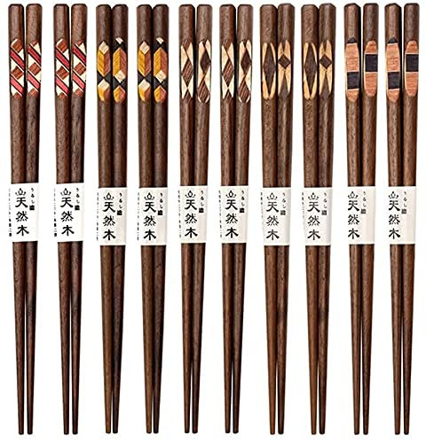 Bacchette Sushi, Bacchette Cinesi Lavabili Bacchette Di Legno Naturale Di Noce Famiglia Riutilizzabile Stile Giapponese Semplice Una Persona Una Bacchette Bacchette Set Bacchette ( Size : 10 pairs )