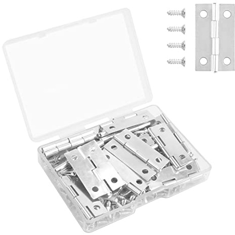 VIPMOON Mini Charnière Plate Petite Charnières Miniatures 17X29 mm 30 PCS | Argenté avec 150 Vis Charniere Porte Inox Durable et Robuste pour Boîte à Bijoux Tiroir Armoire Meubles de Maison