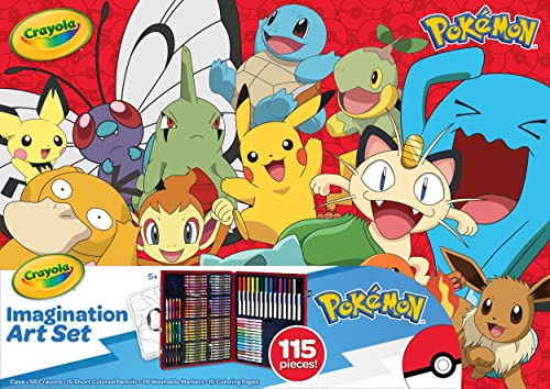 CRAYOLA Pokémon Imagination Art Set (115pcs), Kids Art Kit, Coloring Supplies, Pokemon Toys, Pokemon Gift for Boys & Girls, Ages 5+
