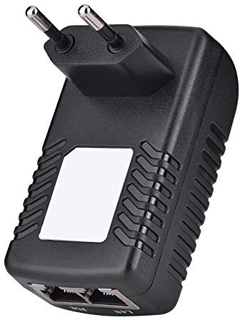 Topiky Netzteil für POE, 48 V, 0,5 A-Wand-POE-Injector-Ethernet-Adapter IP-Telefon-/Kamera-Netzteil (wandmontierbares Design, Kurzschluss-/Überstrom-/Überspannungsschutz), EU (EU-Stecker)
