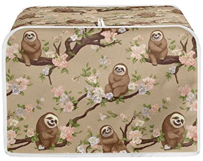 Kuiaobaty Copri tostapane floreale bradipi 4 fette di protezione della polvere, sacchetti per tostapane con gancio, copertura protettiva per macchina del pane