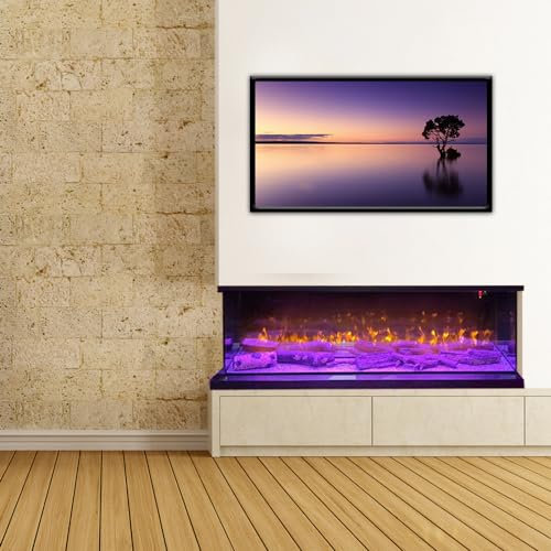Cheminée électrique 3 Faces ElectricSun Vista Moyen, Murale, à Poser ou encastrable, avec Effet sonore, 7 Couleurs, L153xH50cm