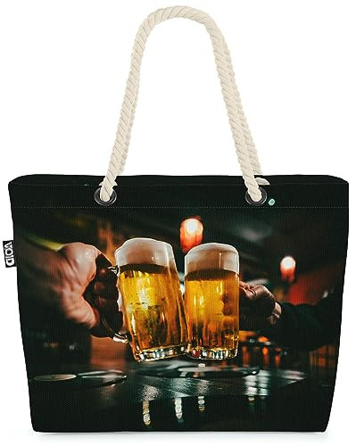 VOID Bier Fest Bierkrug Oktoberfest Strandtasche Shopper 58x38x16cm 23L XXL Einkaufstasche Tasche Reisetasche Beach Bag