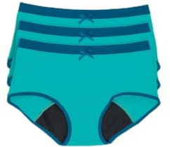 SELENACARE Teenager Periodenunterwäsche Hipster (3er Multipack) - Menstruationsunterwäsche für Teens, waschbar, 100% vegan, nachhaltig, 20ml Absorption, Mykonos-Blau, Größe 164
