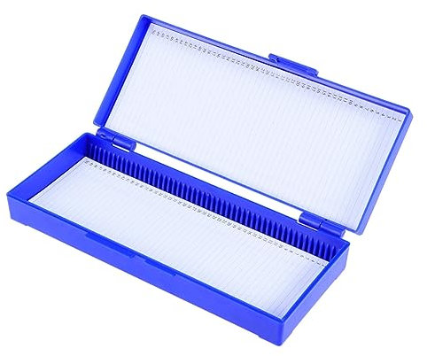 SOLUSTRE Objektträgerbox Aus Abs Kunststoff 50 Plätze Nummerierte Positionen Marineblau Für Mikroskop Objektträger Temperaturbeständig