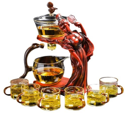 MYBAQ, Teiera magnetica, set da tè in vetro Lazy Kung Fu, set da tè automatico in vetro ad alta temperatura, per uso domestico, teiera magnetica per macerazione, set da tè semi-automatico, adatto per