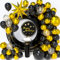 DUGEHO 90 Piezas Negro Oro Guirnalda Globo Arco Globos Guirnalda Set, Globos de Metal, Globo de Látex para Cumpleaños Boda Aniversario Baby Shower Party