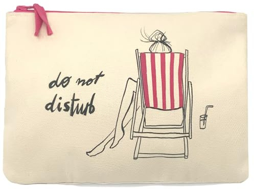 Kera Till Pouch Do not Disturb, Canvas-Pochette (30cm x 21cm), Illustration, Stofftäschchen, Federmäppchen, Kosmetikbeutel mit Reißverschluss mit Zugband