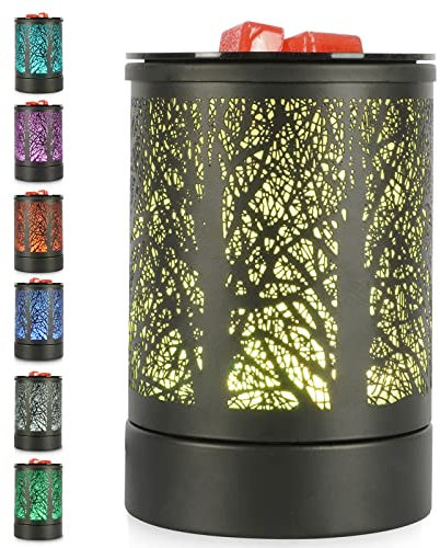 QCXWCJWD Lampada Profumata Elettrica, Bruciatore di Cera Elettrico Lampada Scalda Candela Profumata Elettrica con 7 Colori LED Luce Notturna