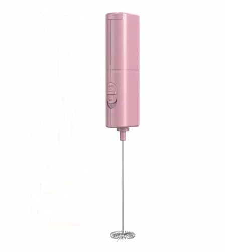 IraXpro Milchaufschäumer Elektrisch,Milchaufschäumer Stab,Batteriebetrieben,Kaffeemixstab,Handheld Milk Frother,14000 U/min,Rosa
