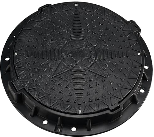BABYLONPLAST Couvercle de Regard DN600/800 En plastique Couvercle de réservoir de regard Ø600/800 mm Charge maximale 12,5 Tonnes (125 kN) Résistant au gel et à la chaleur Système de sécurité (Noir)