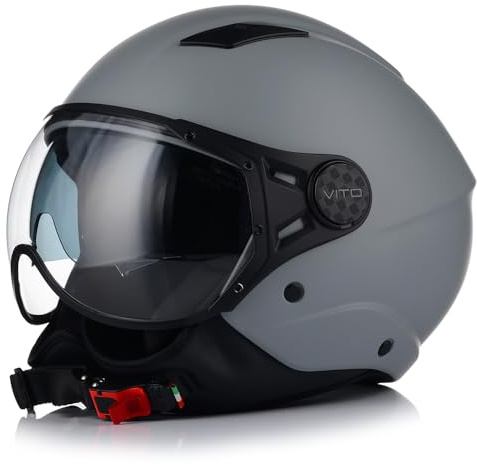 Jet Helm mit Sonnenblende | VITO LAVORI | Jethelm mit Doppelvisier | ECE 22.06 Zertifiziert | Motorradhelm mit Visier