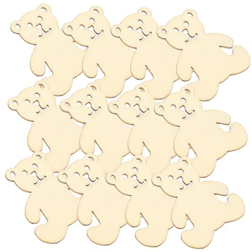DIYEAH 40st Holzspäne Ausschnitte Bär Diy Joblot Handwerk Tragen Bärenausschnitt Sterben Leerzeichen Diy Bär Mini Bärenknöpfe Chips Hölzerne Ornamente Bambus