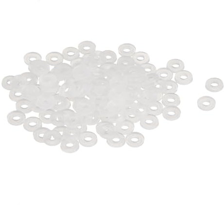 QUARKZMAN 120Pz Rondella Piatta in Nylon M2 2mm ID 5mm OD 1mm Spessore Guarnizione Piastra in Plastica Fissaggio Guarnizione Anello di Tenuta Guarnizioni Idrauliche, Bianco