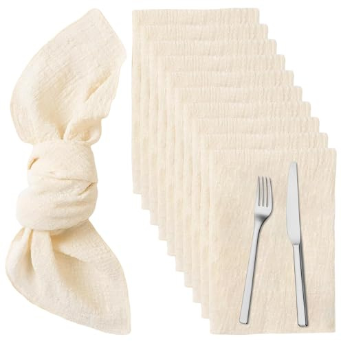 Juego de 12 servilletas de lino, servilletas de mesa de comedor, servilletas de tela, servilletas de lino, servilletas de tela de mezcla de algodón y lino, servilletas de tela para bodas, fiestas