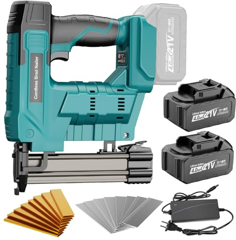 CAMXTOOL Cordless Brad Nailer, Nail Gun with 2Pcs 4.0Ah Battery, 18 Gauge 2 in 1 Electric Staple Guns Battery Powered for Upholstery & Carpentry, Include 1600Pcs Nails & Staples, Charger (Brad Nailer)