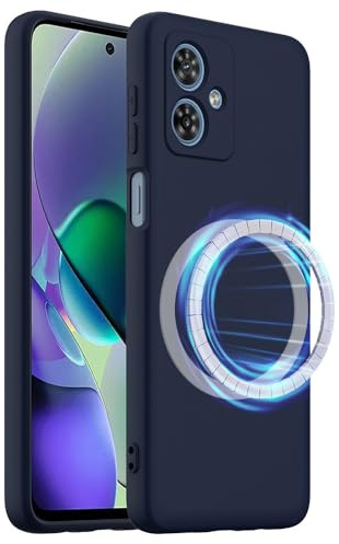 BRAND SET Funda Magnética de Silicona para Motorola Moto G54, Funda Antigolpes con Anillo Magnético Integrado, Carcasa Protectora Soft Touch, Compatible con Carga Inalámbrica (Azul Marino)