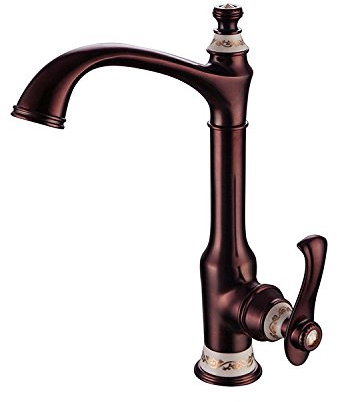 Grifo de Cocina Antiguo clásico de Bronce Negro, Grifo Giratorio de Red con Plomo, Elegante diseño de Lavabo.