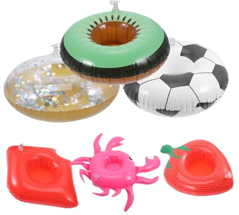 SUPVOX 6 Piezas Soporte Inflable para Bebidas de Piscina con Diseño Divertido y Portavasos Flotantes Reutilizables para Fiestas y Acuáticos Verano