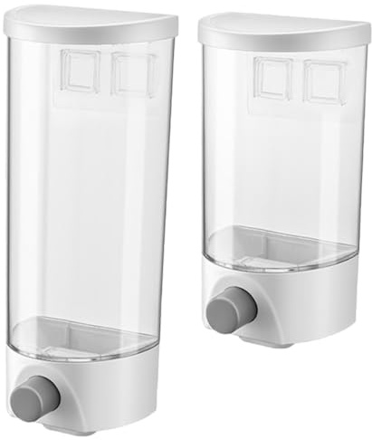 FUNNETOYU Contenedores Para Almacenar Cereales 2 Piezas (1l 1.5l) Abs Transparente Dispensador De Alimentos Secos Montado Pared Para Arroz Legumbres y Snacks