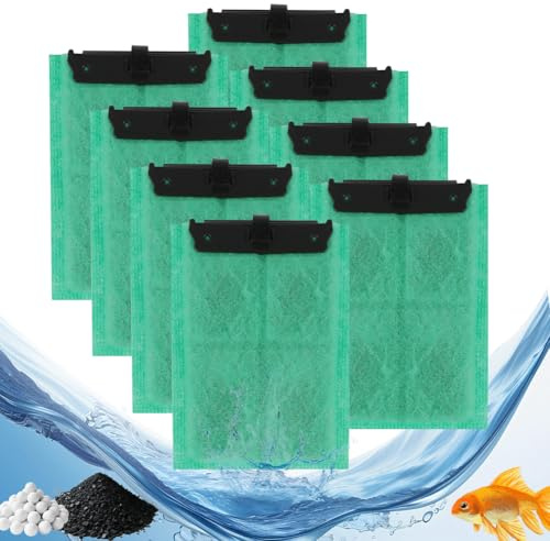 OSDUE 8 Stück EasyCrystal Filter Pack C250/300 Filtermaterial, Ersatz Filterpads mit Aktiv-Kohle und Zeolith, grün