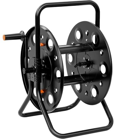 SPECILITE Metallslangrulle, trädgårdsvattenslangshållare fristående rymmer 19 – 260 meter slangepipe-förvaringskapacitet, UV-beständighet, slanguppdragare för utomhus uteplats däck gård