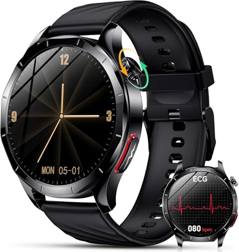 YUPENG 2026 Nuovo Smartwatch Uomo con ECG/HRV,1.43 AMOLED Orologio con 24H Chiamate, Pressione Sanguigna, Cardiofrequenzimetro, Sonno, SOS, Fitness Watch Android e iOS