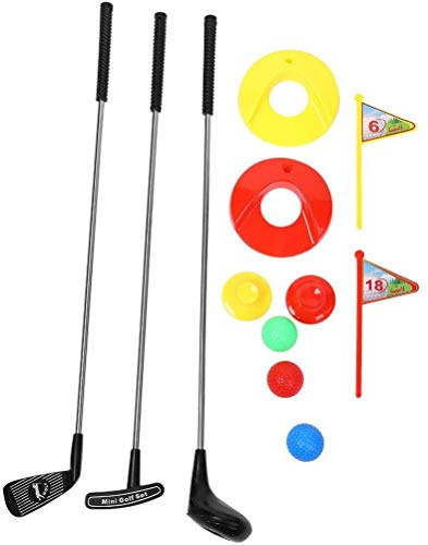 Ausla Portabel Barn Golf Leksaksset, Plast Golfklubba Leksak för Utomhuslek, 10 Delar Mini Golf Kit för Förskolebarns Roliga och Lärande (COLORFUL)