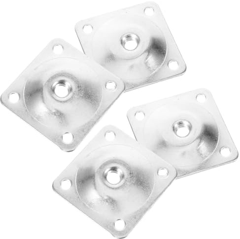 Ciieeo 4pcs Sofa Leg Mounting Plates with Screws, White Zinc Alloy Furniture Feet Attachment Plates for Couch Legs, Corner Connector Hardware for Home Furniture