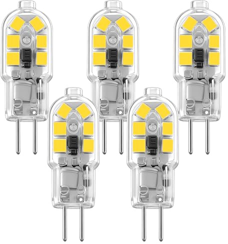 LUHMQ G4 LED Birne 2W ersetzt 20W Halogen,AC/DC 12V-24V Niederspannung,MR11 Bi-Pin Sockel - Für Landschaftsleuchten, Unterschrank-Pucklichter, Kronleuchter,Haushaltsleuchten(Kaltesweiß 3000k, 5 Stück)