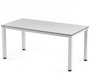 Rocada - Escritorio Moderno 140x80cm | Mesa de Despacho para Oficina/Teletrabajo | Patas Regulables, Montaje Fácil, Fabricado en España, Blanco/Blanco