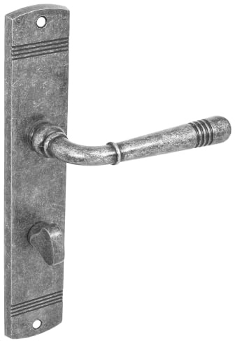 domino Türgriff 78 Drückergarnitur WC - Badezimmer Set Links & Rechts Türbeschlag für WC/Badezimmertüren L-Form Türklinke aus Znal Nickel Antik | LOFT M95