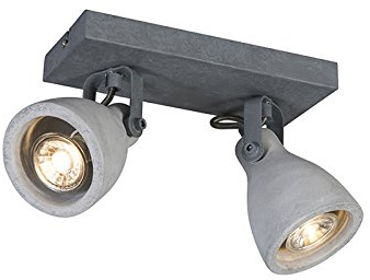 Qazqa Verstellbarer Deckenstrahler, Deckenspot - Creto - Beton, Industrial, max. 35W, Geeignet für LED, 23cm, Rechteckig, 2-flammig, Ideal als Wohnzimmerlampe, Küche lampe