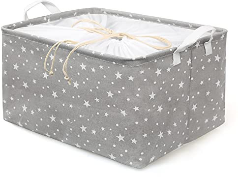 TonStyle Cesto Portaoggetti, Pieghevole Cestini Portaoggetti Scatole Portaoggetti in Tessuto con Coperchio e Manici per Armadio, Mensola, Giocattoli (Stella