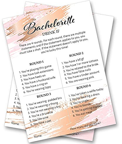 Junggesellinnenabschied, Party-Spiele, Junggesellinnenabschied, Drink If, A6, 105 mm x 148 mm, für Brautparty, 24 Stück