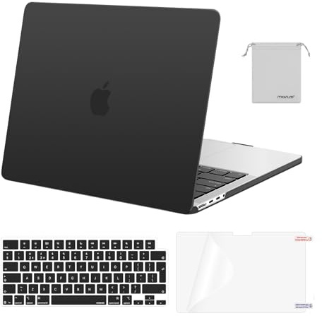 MOSISO Kompatibel mit MacBook Pro 14 Zoll Hülle 2026-2021 M5 M4 M3 M2 M1 | Hartschale&Tastaturschutz&Displayschutz&Beutel A3427 A3426 A3434 A3112 A3185 A3401 A2918 A2992/2779/2442, Schwarz