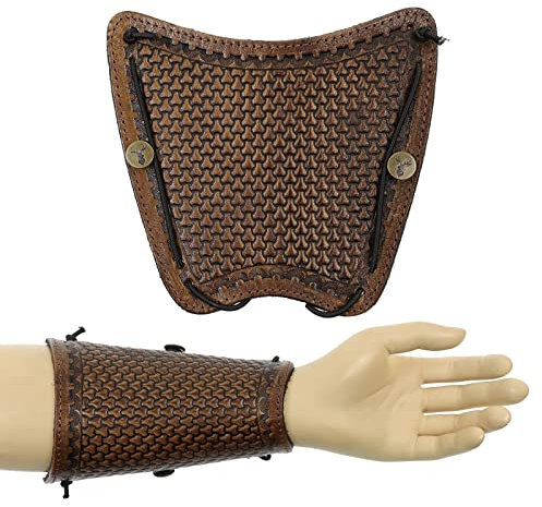 Jackalope Laidir - Shield - Armschutz; aus weichem Leder, der optimale Schutz beim Bogenschießen mit Gittermuster (Antique)