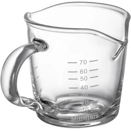 VIA CREMA Espresso Shotglas Doppelauslauf mit Gießgriff Coffee Measuring Espresso Shot Glass (Double Spot) Espresso Messbecher Kaffee Messbecher Shot Glas