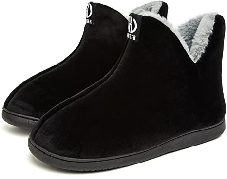 JEBUKTXE Homme Femme Chausson Montant Hiver Fourrure Mémoire Mousse Doublé Chaud Bottines Pantoufles Intérieur/extérieur