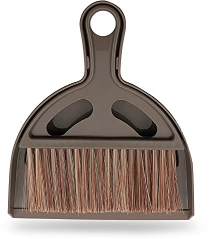 Ensemble de mini balai et pelle à poussière et balayette, ensemble de mini balai et pelle à poussière pour maison/camping/animaux domestiques/dortoir (marron) (1 pièce)