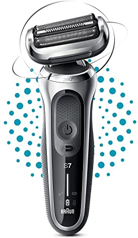 Braun Series 7 71-S1000s Electric Shaver for Men, Silver, 360° Flex, Wet & Dry, Rechargeable, Wireless Shaver